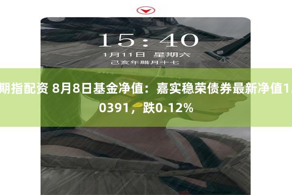 期指配资 8月8日基金净值：嘉实稳荣债券最新净值1.0391，跌0.12%