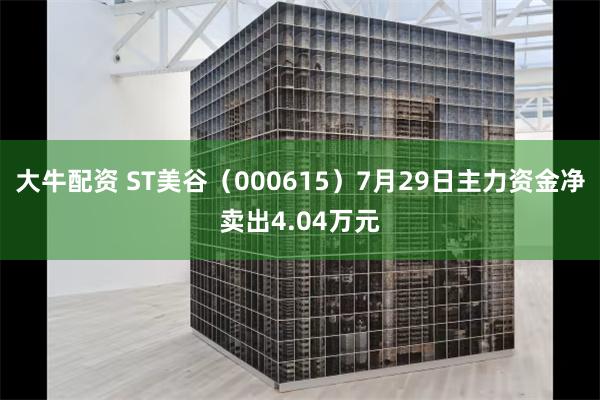 大牛配资 ST美谷（000615）7月29日主力资金净卖出4.04万元