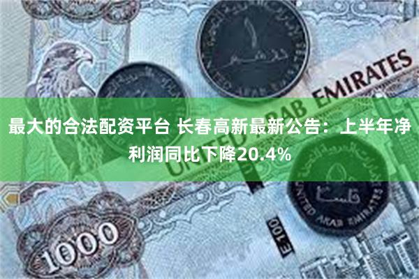 最大的合法配资平台 长春高新最新公告：上半年净利润同比下降20.4%