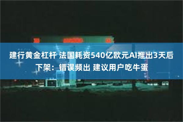 建行黄金杠杆 法国耗资540亿欧元AI推出3天后下架：错误频出 建议用户吃牛蛋